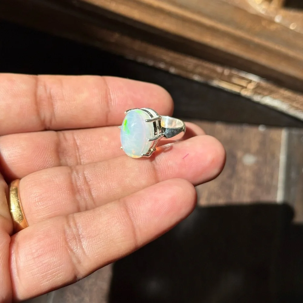5 Carat Australian Opal Ring – Size 5.5 – 925 Sterling Silver